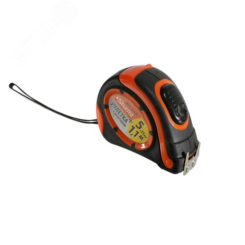 Изображение товара Рулетка с автостопом обрезиненный пластик магнитная фиксация 5м X 25мм +1м бесплатно (шт)