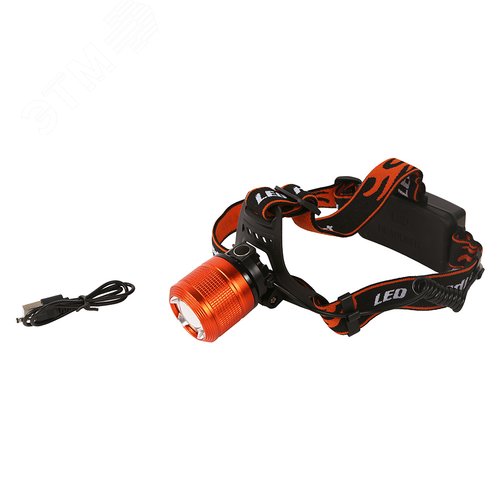 Изображение товара Фонарь налобный аккумуляторный 200лм T6 светодиод функция зум 3 режима (шт)