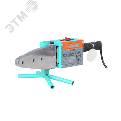 Изображение товара Аппарат для сварки пластиковых труб 1900Вт '20-63мм в металлическом кейсе (6 насадок в комплекте) (шт)