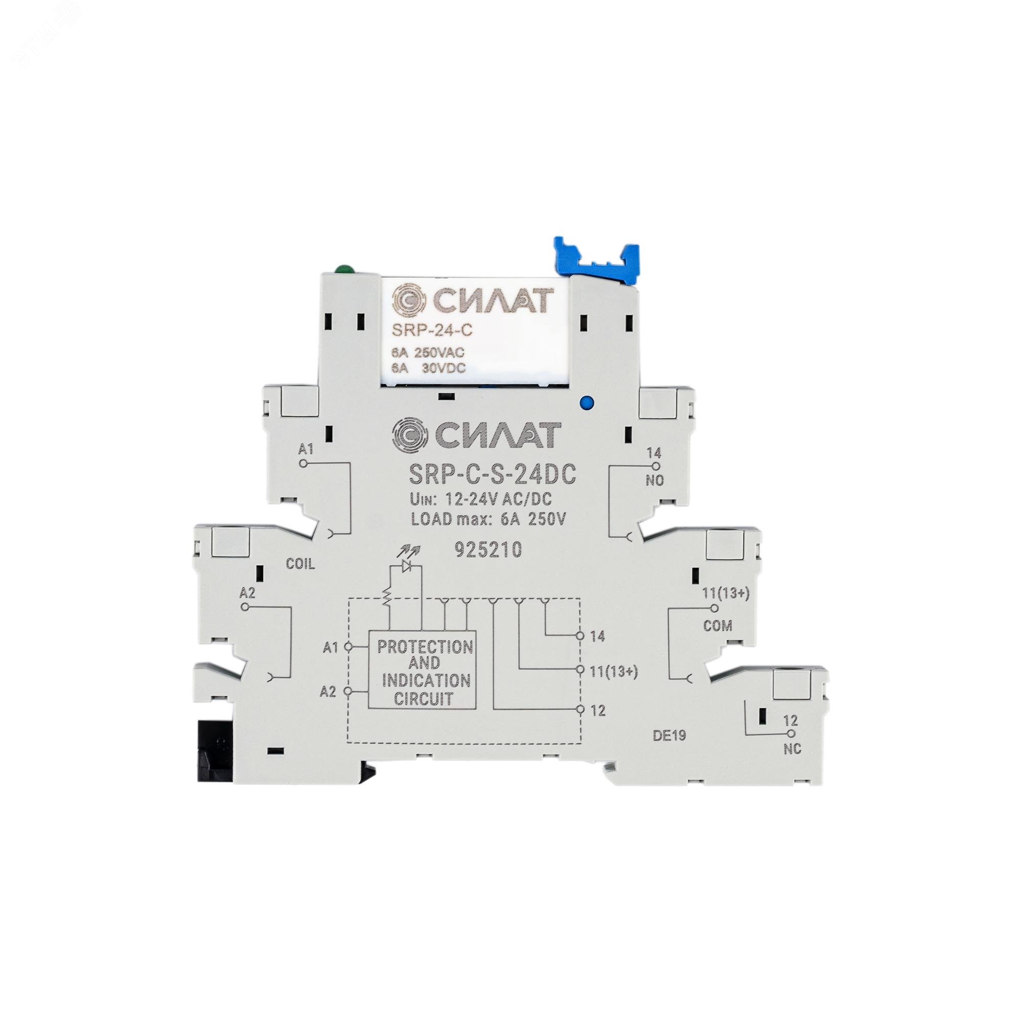 Изображение товара Релейный модуль 24V AC/DC с винтовыми зажимами для DIN-рейки от Силат