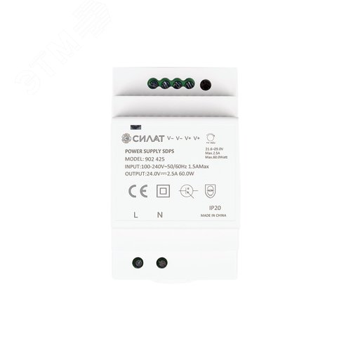 Изображение товара Блок питания на DIN-рейку, 60W, 2.5A, 24V / 90-264VAC (шт)