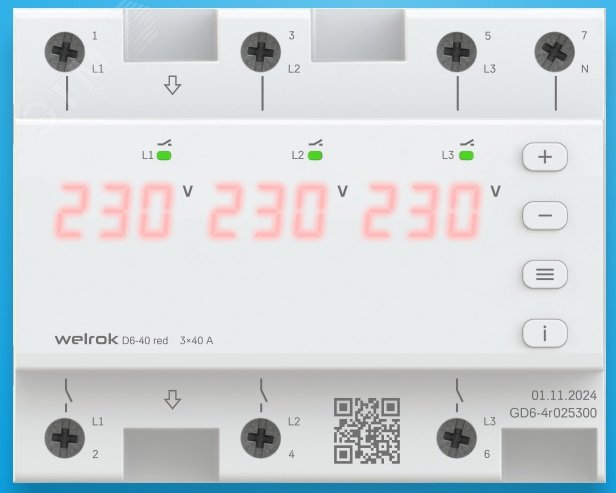 Изображение товара Реле напряжения D6-40 red WELROK для защиты электросетей и оборудования