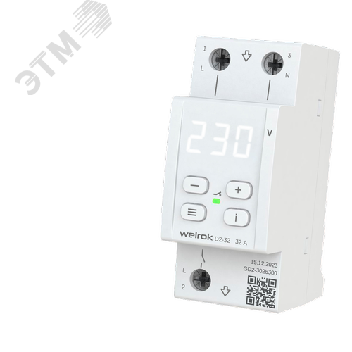 Изображение товара Реле напряжения однофазное, 32А, белая индикация (шт)