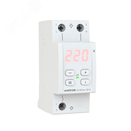 Изображение товара Реле напряжения однофазное, 50А, красная индикация (шт)