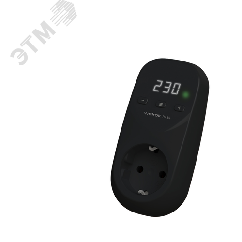 Изображение товара Реле напряжения розеточное, 16А, белая индикация, цвет черный (шт)