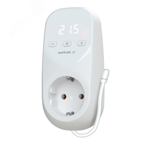 Изображение товара Терморегулятор для обогревателей с датчиком по воздуху, розеточный, белый (шт)