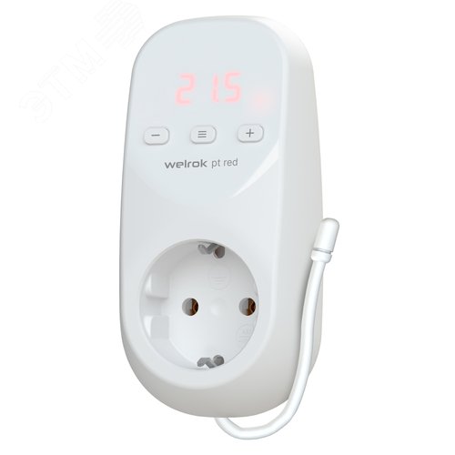 Изображение товара Терморегулятор для обогревателей с датчиком по воздуху, розеточный, белый (шт)