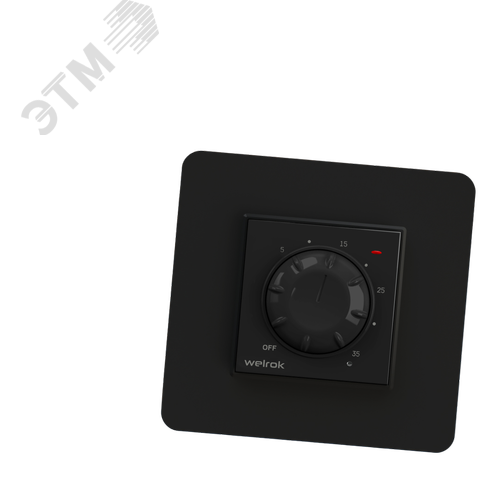 Изображение товара Терморегулятор для обогревателей с датчиком по воздуху, механический, черный (шт)