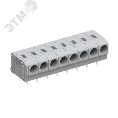 Изображение товара Клеммник пружинный, шаг 5,0 мм, угловая 2,5 мм2 2х уровневая, 08 контактов (под пайку), серый (шт)
