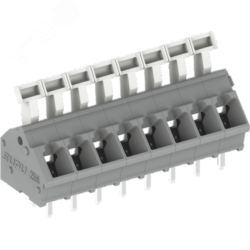 Изображение товара Клеммник пружинный, шаг 5,0 мм, угловая 2,5 мм2, 06 контактов (под пайку), серый (шт)