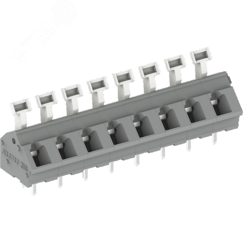 Изображение товара Клеммник пружинный, шаг 7,5 мм, угловая 2,5 мм2, 08 контактов (под пайку), серый (шт)