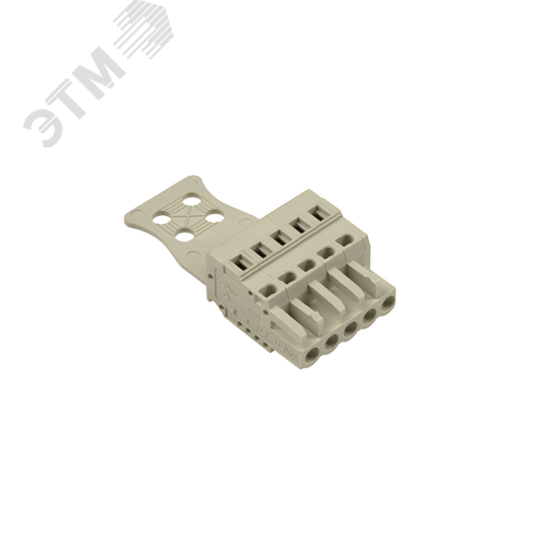 Изображение товара Клемник с кодирующим ключом шаг 5,0мм , 05 контактов, с пластиной разгрузки натяжения, светло серый (шт)