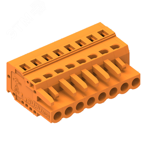 Изображение товара Клеммник гнездовой, шаг 5,08мм , 02 контактов, оранжевый (шт)