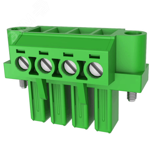 Изображение товара Клеммник винтовой на плату 7.62мм,10 контактов с фланцевым креплением (шт)