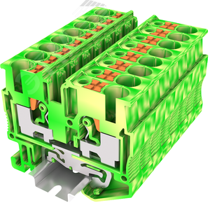 Изображение товара Клемма мини TP 1-1 проходная земля, Push-in, сечение 2,5 мм. кв., DIN 15, желто-зеленая (шт)