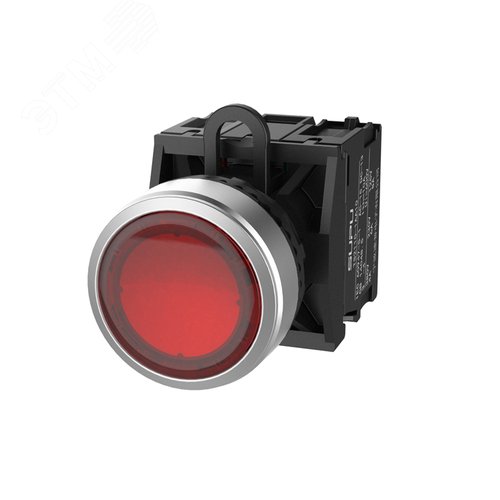 Изображение товара Головка кнопки TS2, плоская с металлическим кольцом с подсветкой, без фиксации, крас (шт)