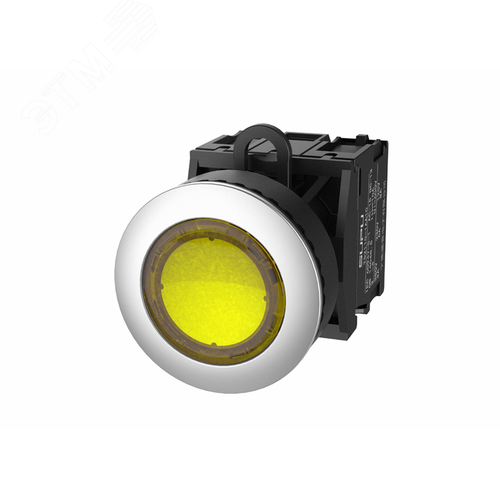 Изображение товара Головка кнопки TS2 утопленная, плоская с металлическим кольцом с подсветкой, без фиксации, жел (шт)