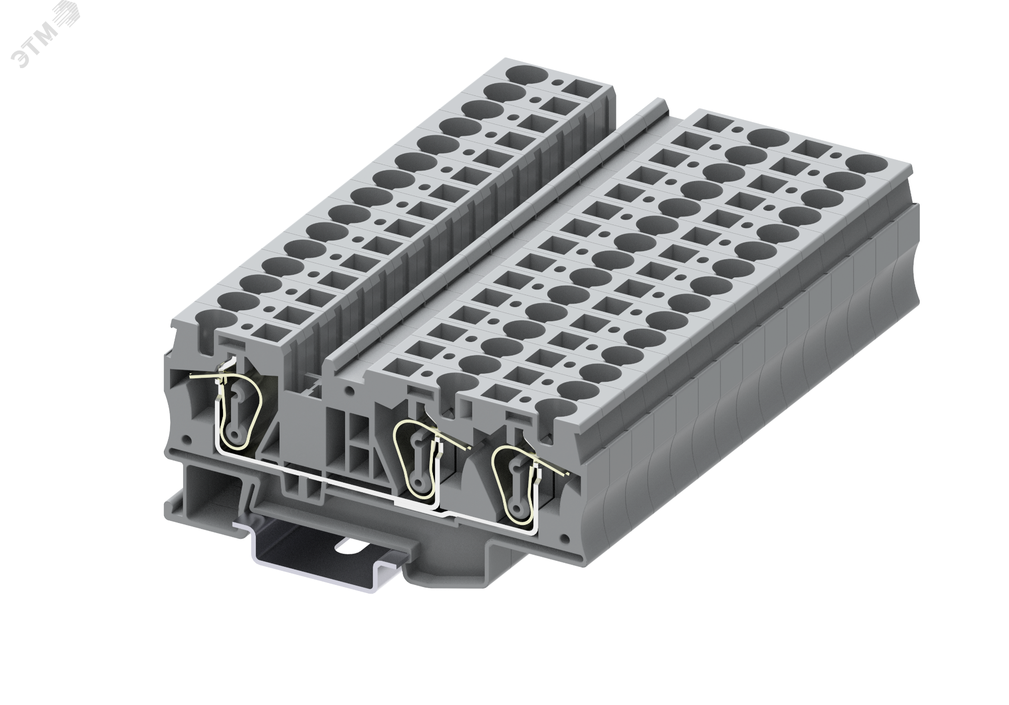 Изображение товара Пружинная клемма TC 1-2, серого цвета, 3 контакта, для DIN-рейки
