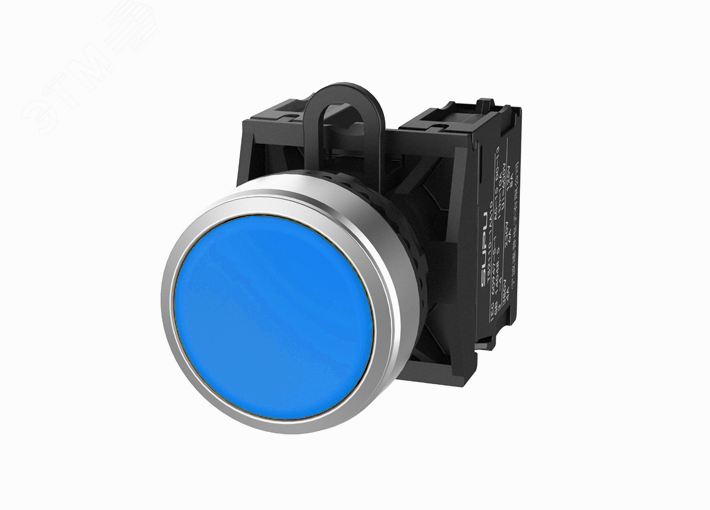 Изображение товара Головка кнопки TS2, плоская с метал. кольцом, с фиксацией, син (шт)