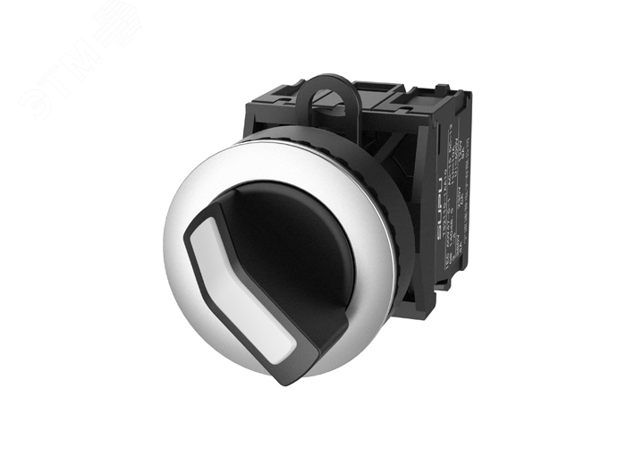 Изображение товара Головка переключателя TS2, утопленный длинная ручка с металлическим кольцом, 2-х позиционная, самовозврат, чер (шт)