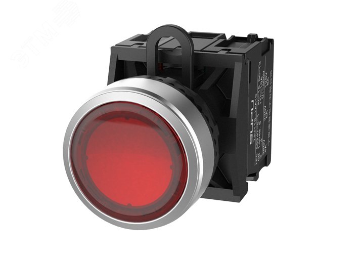 Изображение товара Головка кнопки TS2, плоская с металлическим кольцом с подсветкой, без фиксации, крас (шт)