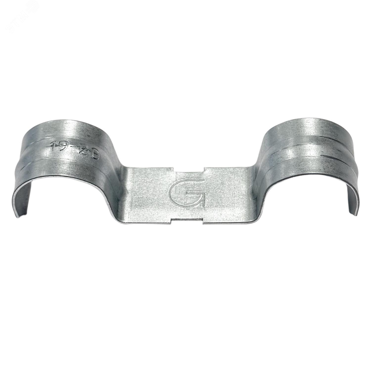 Изображение товара Металлическая двойная однолапковая скоба СМОД 19-20 б/о оцинкованная для крепления труб