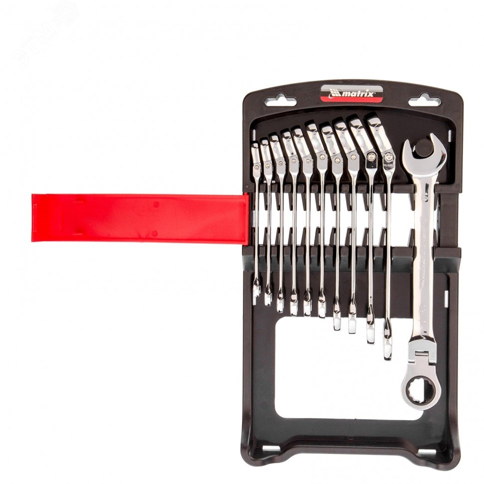 Изображение товара Набор комбинированных трещоточных шарнирных ключей Matrix 14796 8-19 мм 11 шт