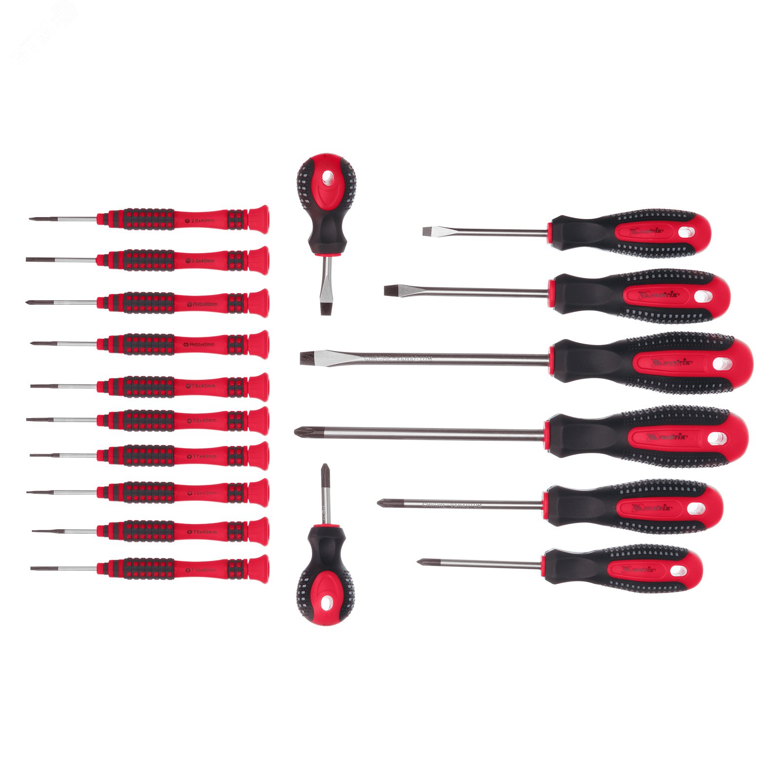 Изображение товара Набор отверток Matrix Fusion 11452, 18 шт., CrV, PH, SL, Torx