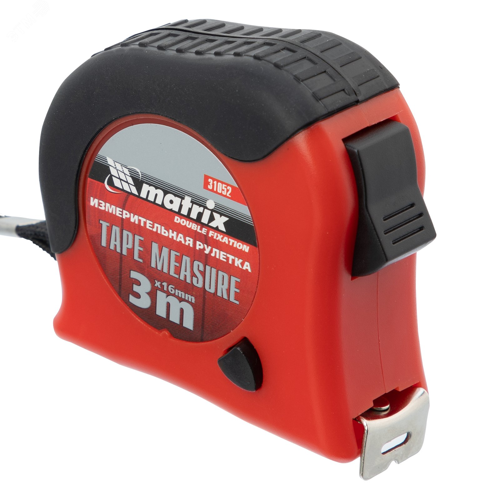 Изображение товара Рулетка Double fixation, 3 м х 16 мм, обрезиненный корпус, двойная плавная фиксация (шт)
