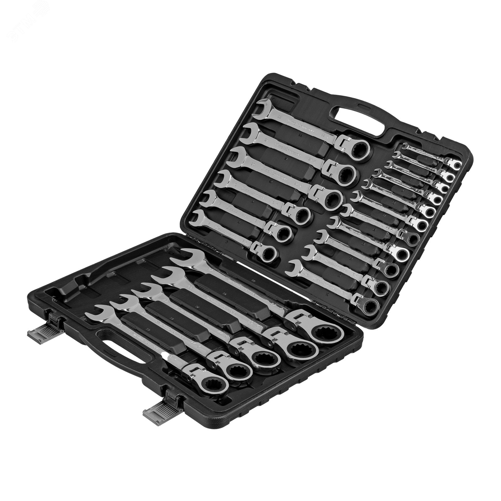 Изображение товара Набор ключей комбинированных трещоточных шарнирных 6-32 мм 22 шт CrV Matrix 14800