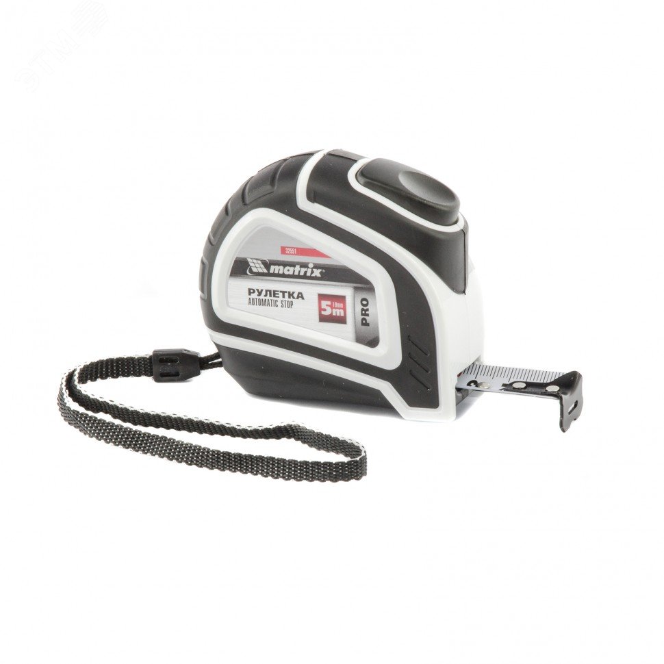 Изображение товара Рулетка Autostop, 5 м х 19 мм, двухкомпонентный корпус, автоматическая фиксация, PRO (шт)