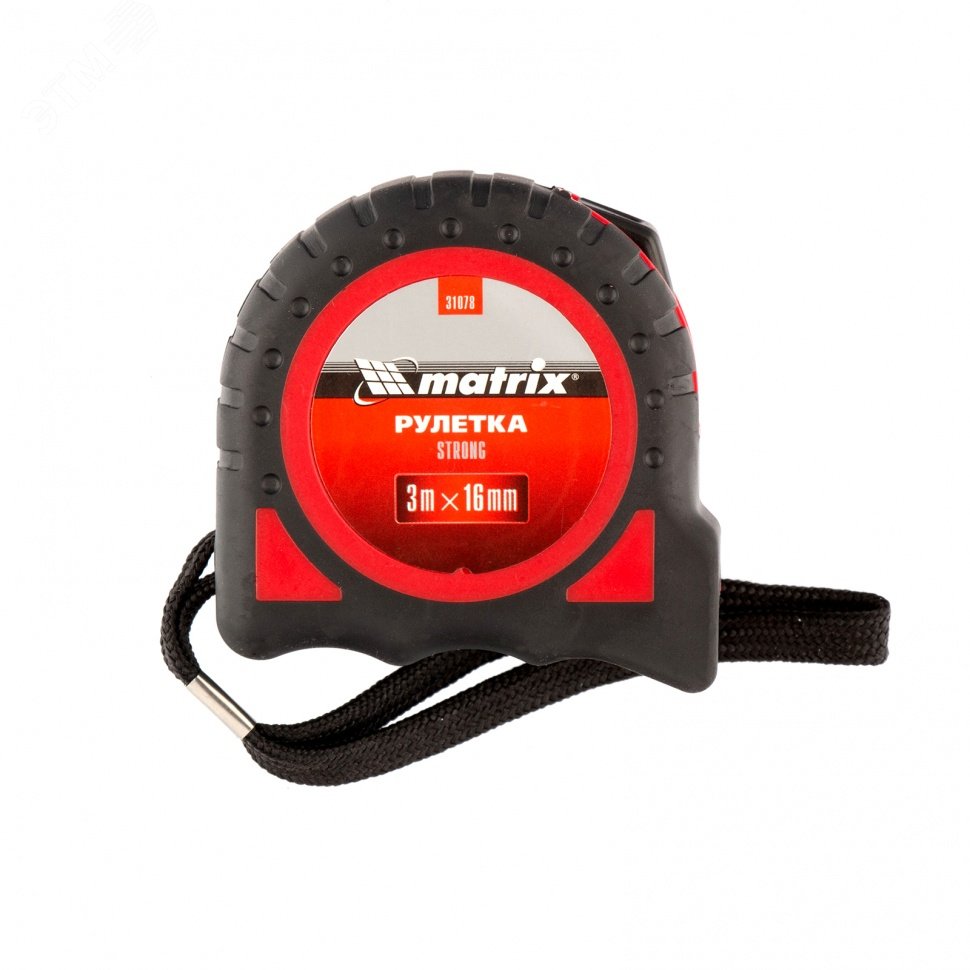Изображение товара Рулетка Strong, 3 м х 16 мм, обрезиненный корпус (шт)