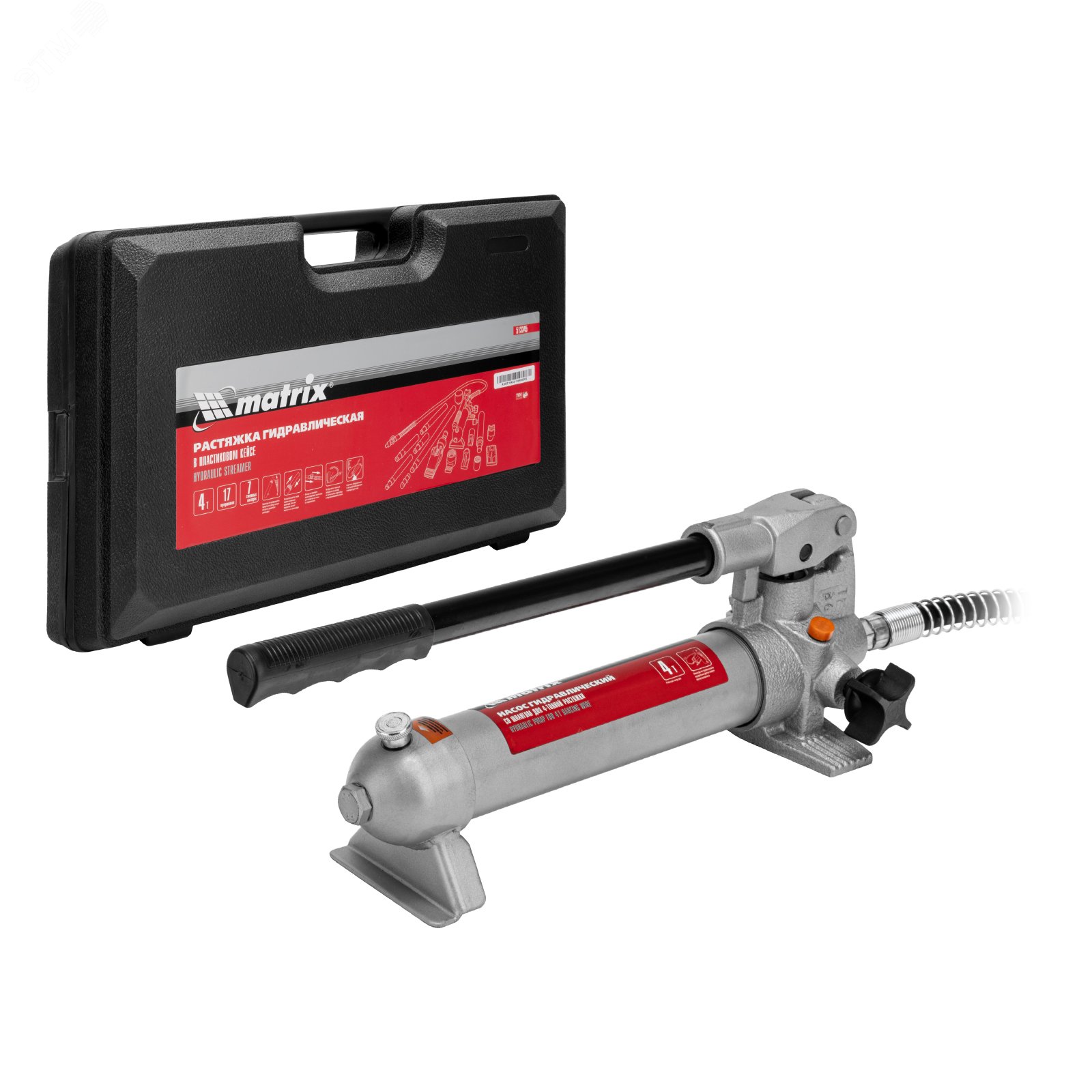 Изображение товара Растяжка гидравлическая, 4 т, набор из 17 предметов, 7 сменных насадок, в пласт. кейсе (шт)