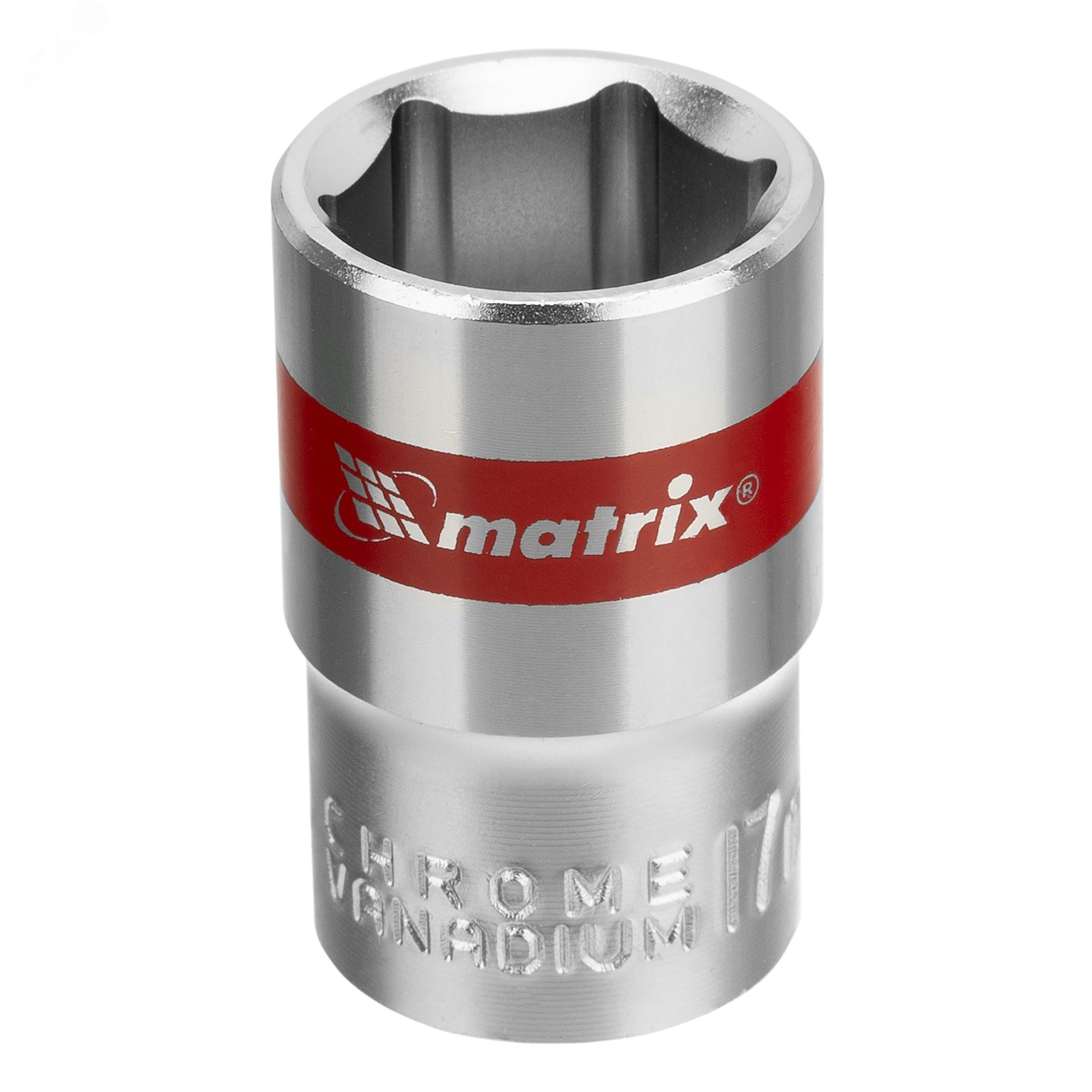 Изображение товара Головка торцевая 17 мм 6-гранная CrV под квадрат 1/2 дюйма хромированная