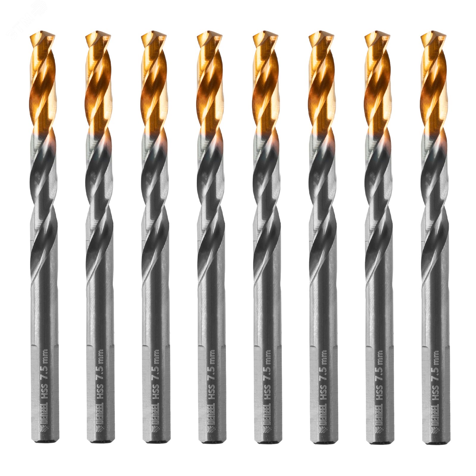 Изображение товара Сверло по металлу, 7,5 мм, HSS-Tin, Golden Tip, 8 шт. (упак)