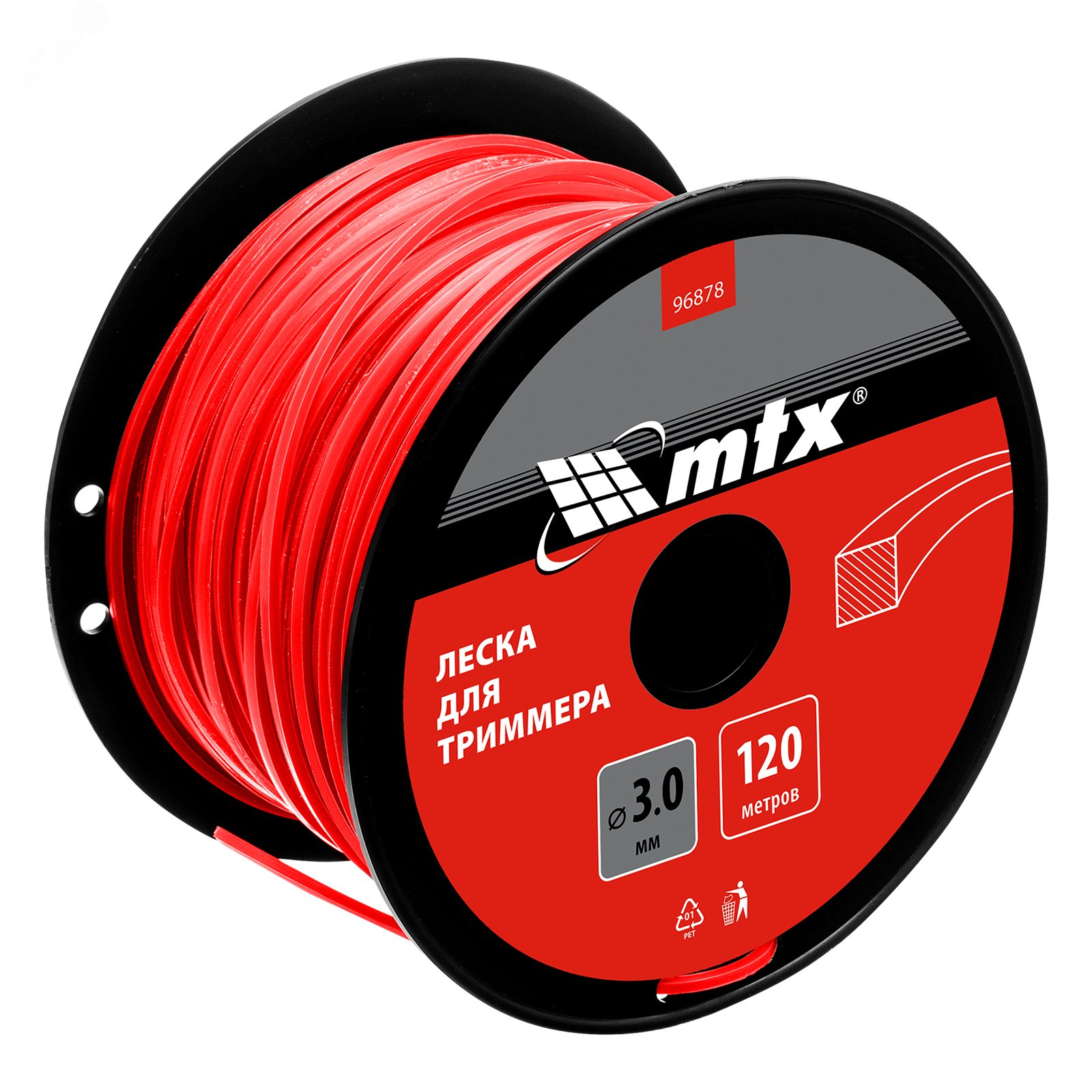 Изображение товара Леска для триммера квадрат 3,0 мм х 120 м, на катушке (шт)