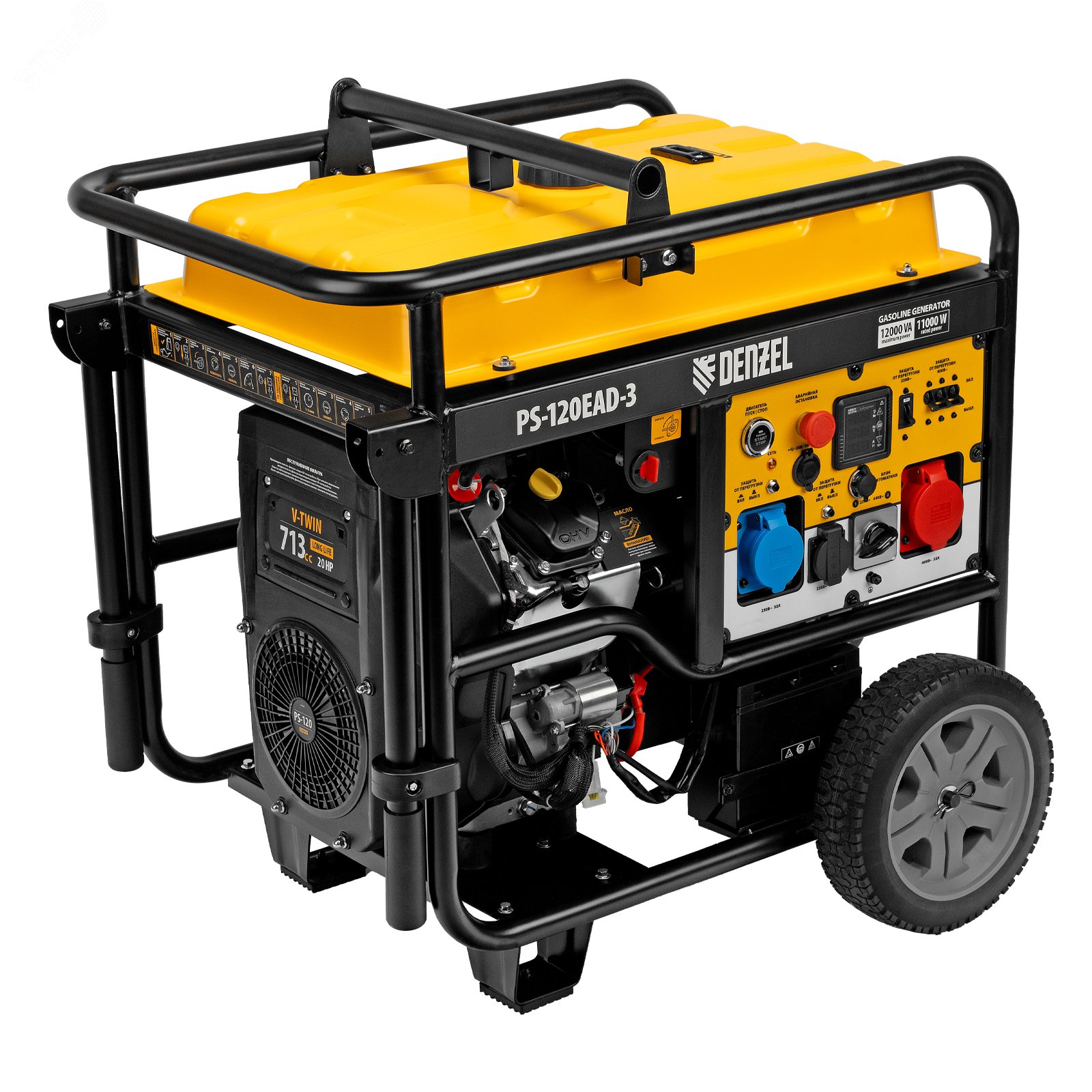 Изображение товара Генератор бензиновый PS-120EAD-3, 12 кВт,230/400 В, 40л, разъём ATS,перекл.режима,эл.старт (шт)