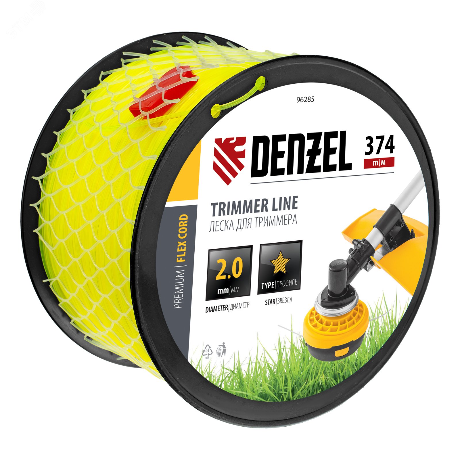 Изображение товара Леска для триммера Denzel FLEX CORD 96285 2,0 мм x 374 м