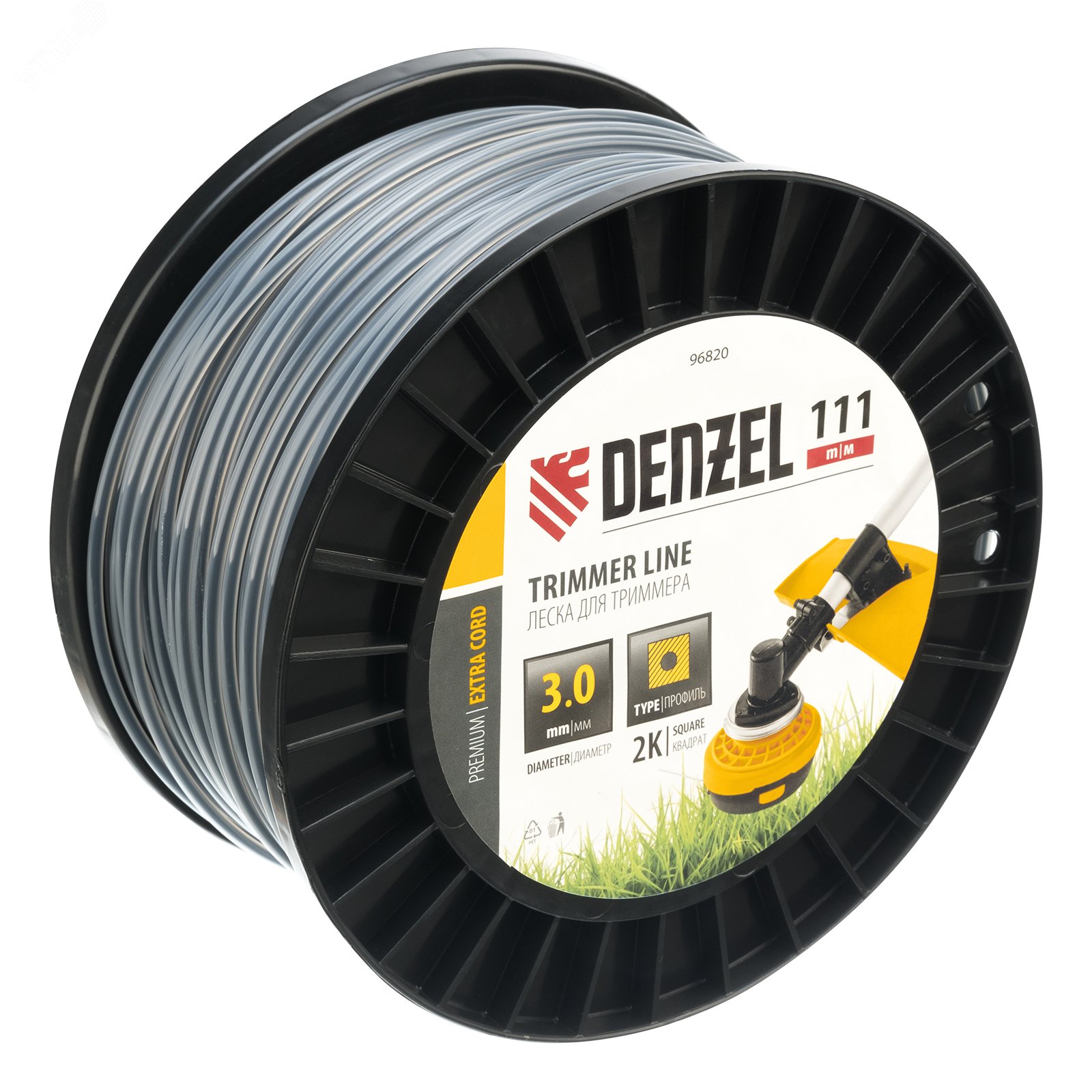 Изображение товара Леска для триммера двухкомпонентная квадрат, 3,0мм х 111м, на DIN катушке EXTRA CORD (шт)