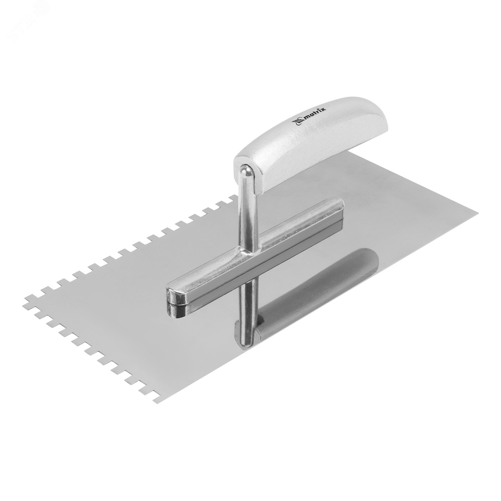 Изображение товара Гладилка из нержавеющей стали, 280 х 130 мм, деревянная ручка, зуб 6 х 6 мм (шт)