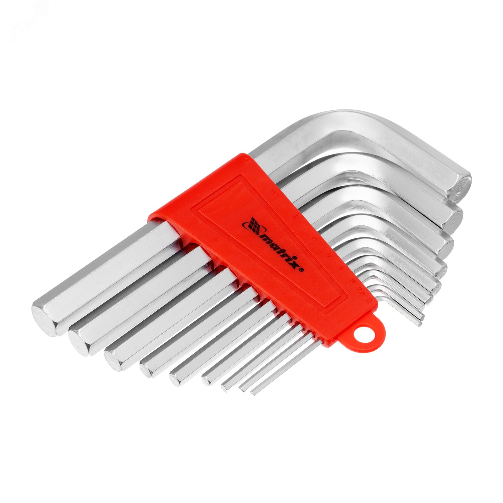 Изображение товара Набор коротких имбусовых HEX ключей 2-12 мм CrV сатин 9 шт Matrix