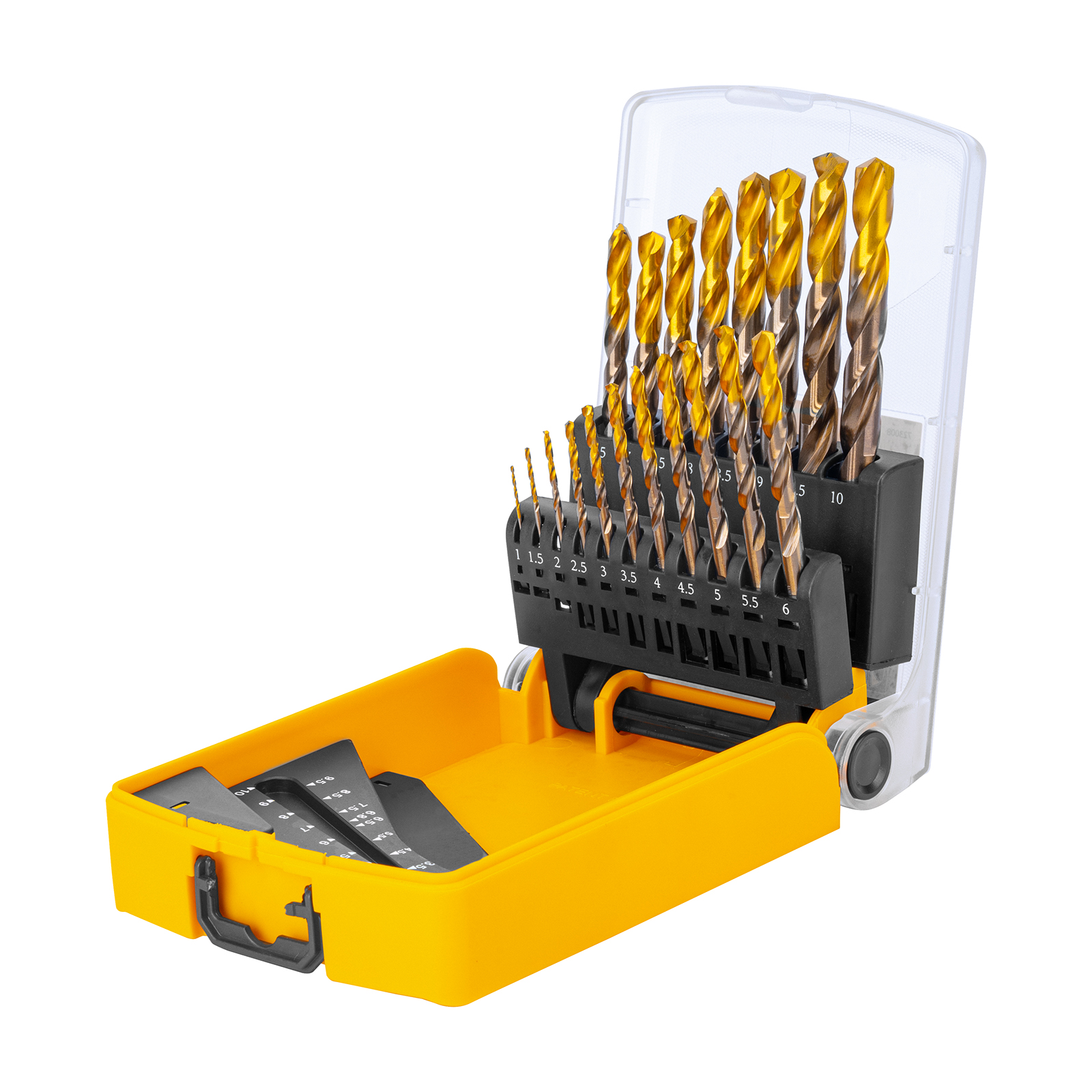 Набор сверл по металлу, 1-10 мм, Р6М5К8-TiN, Golden Tip, 19 шт