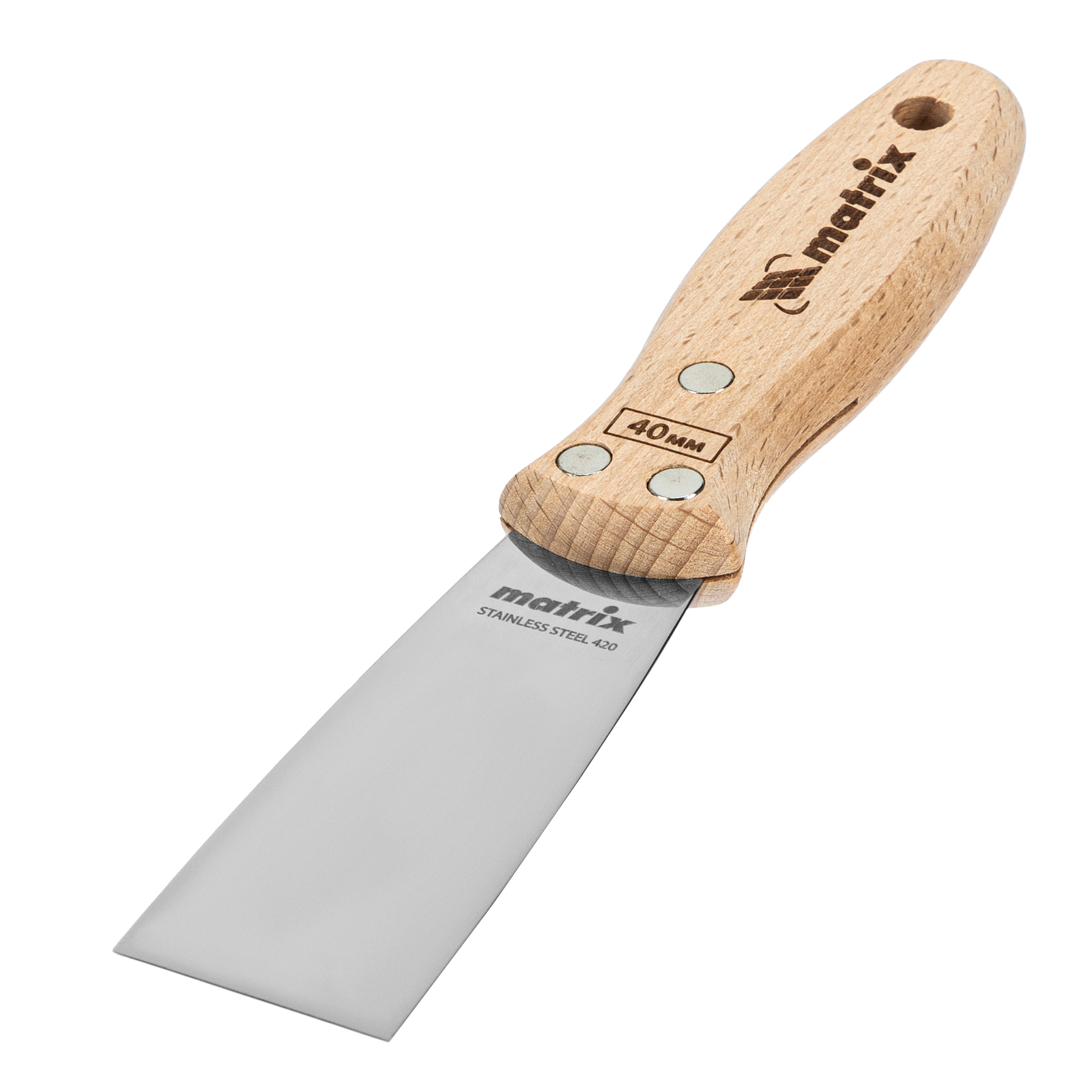 Шпательная лопатка из нержавеющей стали, 40 мм, буковая рукоятка, EFP