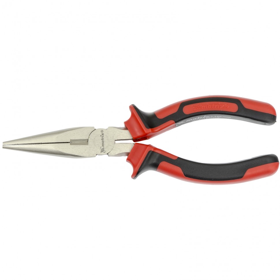 Длинногубцы NICKEL, 160 мм, прямые никелированные, двухкомпонентные рукоятки