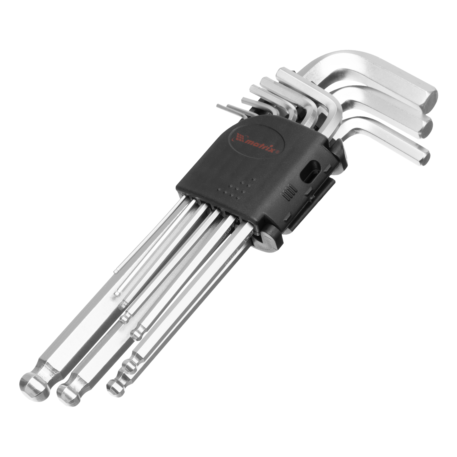 Набор ключей имбусовых HEX, 1,5–10 мм, CrV, 9 шт., удлиненные, сатин., с шаром