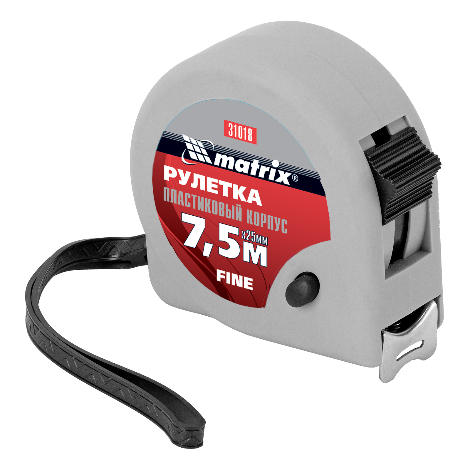 Рулетка Fine, 7,5 м х 25 мм, пластиковый корпус