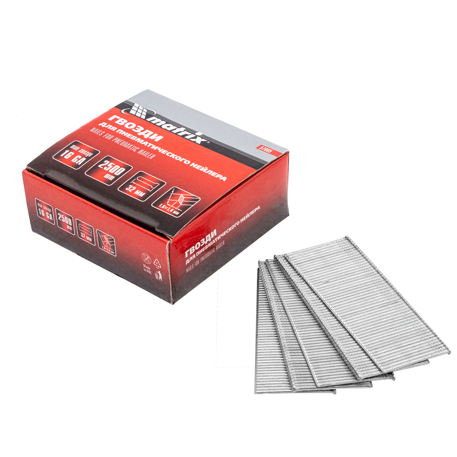 Гвозди 16GA для пневм. нейлера сечение 1,6х1,4, длина 32 мм, 2500 шт