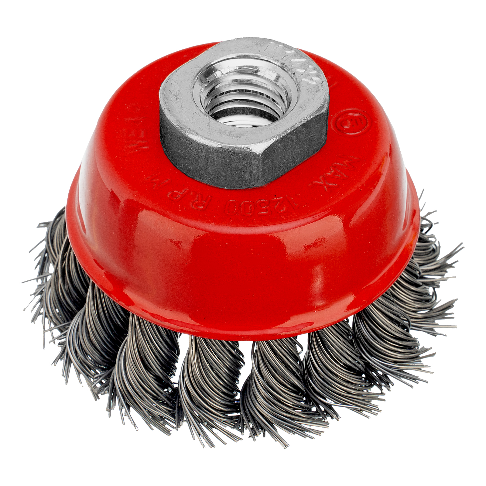 Щетка для УШМ, 65 мм, М14, Чашка, крученая проволока 0,5 мм