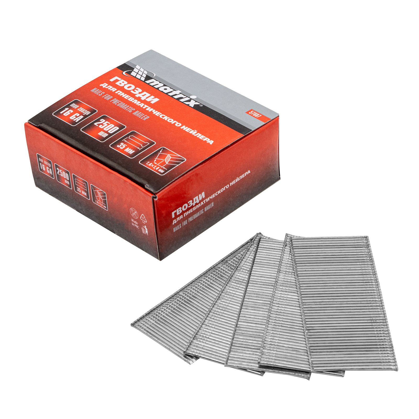 Гвозди 16GA для пневм. нейлера сечение 1,6х1,4, длина 35 мм, 2500 шт