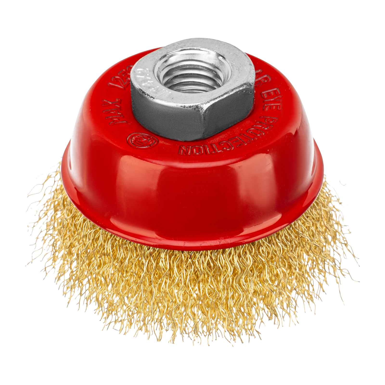 Щетка для УШМ, 65 мм, М14, чашка, латунированная витая проволока